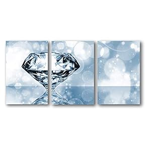 3 Piece Canvas Wall Art for Living Room Bedroom Home Artwork Shiny Diamond Gemstone Paintings Ready to Hang - 16"x24" x 3 Panels