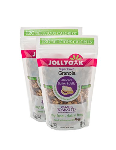 Jolly Oak Super Grain Granola, Almond Butter & Jelly, Healthy Low Calorie Granola of organic KAMUT, almond butter, almonds, real fruit and toasted oats (Pack of 2)