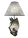 Gray Wolf Bust Table Lamp W/Nature Print Shade