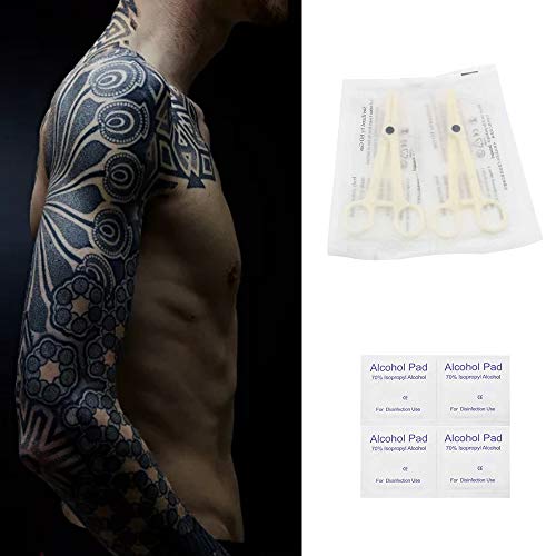 Romlon Piercing Kit, 36PCS Professional Piercing Kit 14G 16G 18G Steel Piercing Needles Belly Ring Tongue Tragus Nipple Lip Nose with Alcohol Pads for Piercing Kit and Piercing Supplies