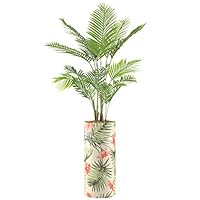 SIGNWIN Areca Palm Tree with Green Palm & Pink Flower Illustrated Vase Floral Plants Minimalism Zen Relax/Calm Multicolor Ultra for Living Room, Bedroom, Office - X-Large 5 Feet (60