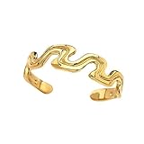 Elegant 10k Yellow Gold Open Wavy Design Toe Ring