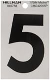 The Hillman Group 840788 3-Inch Black on Silver Reflective Square-Cut Mylar House, Number 5