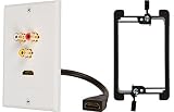 Buyer's Point HDMI Pigtail RCA Wall Plate [UL Listed] with Single Gang Low Voltage Mounting Bracket Device