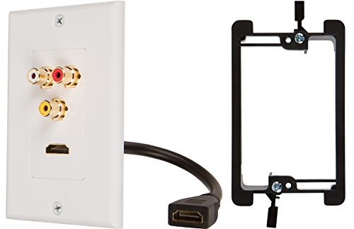 Buyer's Point HDMI Pigtail RCA Wall Plate [UL Listed] with Single Gang Low Voltage Mounting Bracket Device