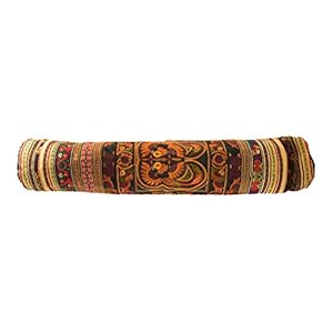 Handmade Fabric Gold-Brown Yoga Mat Flower Bag ccessory Carrier Gym Tribal Art Thai Craft