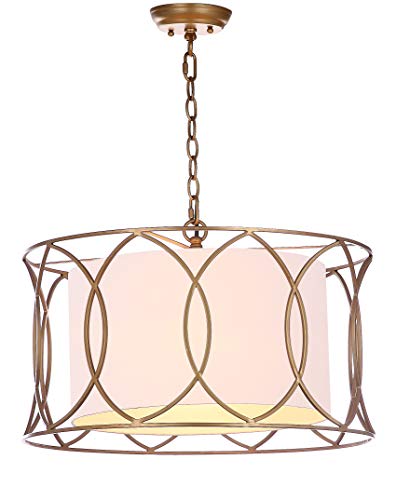 SAFAVIEH Lighting Collection Silas Modern Farmhouse Gold 22-inch Diameter 1-lig…