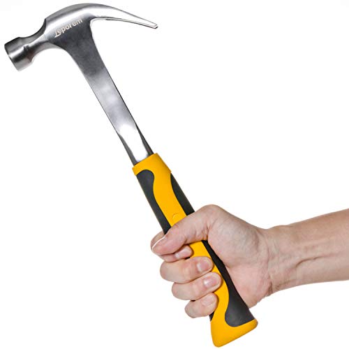 Leporem Hammer - Framing Hammer with Smooth Face, Unibody Steel Forged Structured Finishing Claw Hammer with Non-Slip & Shock Reduction Handle for General Purpose, Light Weight - 16oz (Claw)