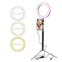 8" Selfie Ring Light with Tripod Stand &Cell Phone Holder Desktop Lamp Mini Light for YouTube Video and Live Stream/Makeup/Photography/iPhone