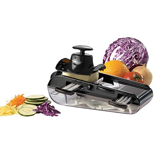 Starfrit 093087 4-Blades Easy Mandoline Slicer with Container, Green/White.