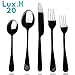 Black Silverware set, Lux.H 20-piece Flatware Cutlery for 4 - including Stainless Steel Knife, Fork and Spoon - Utensils Dishwasher Safe (Polished Black)