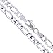 Sterling Silver Diamond-Cut Figaro Link Chain 4.5mm Solid 925 Italy Bracelet 8
