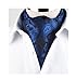 MENDENG Men's Blue Paisley Jacquard Woven Silk Cravat Necktie Scarf Formal Ascot