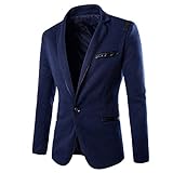 DressLoves Men's Cotton Blends Peak Lapels 1 Button Blazers