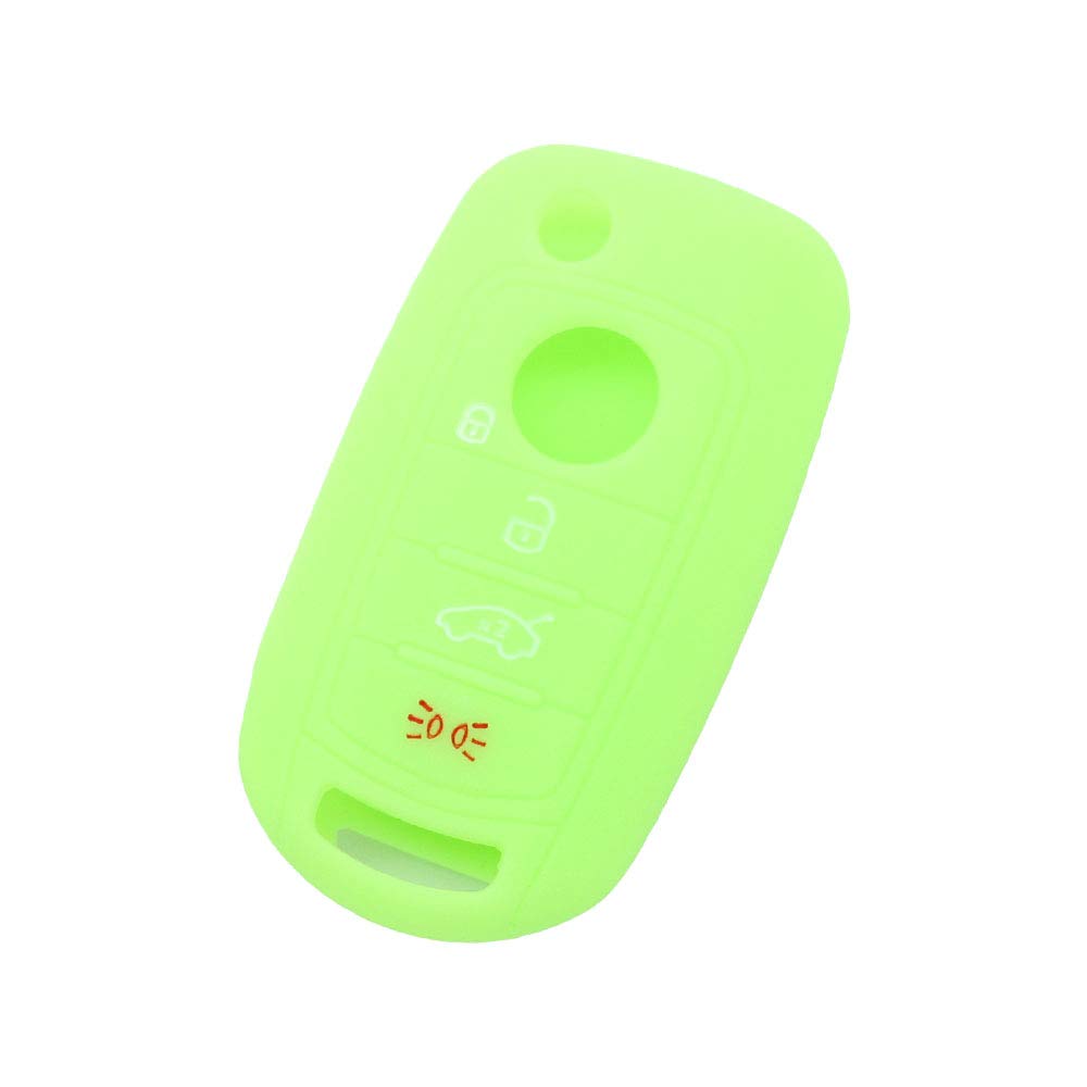 BROVACS Silicone Cover Protector Case Holder Skin Jacket Compatible with FIAT DODGE 4 Button Flip Remote Key Fob CV9262 Neon Green