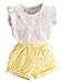 Happy Town Toddler Kids Baby Girls Outfits Clothes T-Shirt Blouse Tops and Floral Shorts Pants Suit 2PCS Set (4T, Yellow)