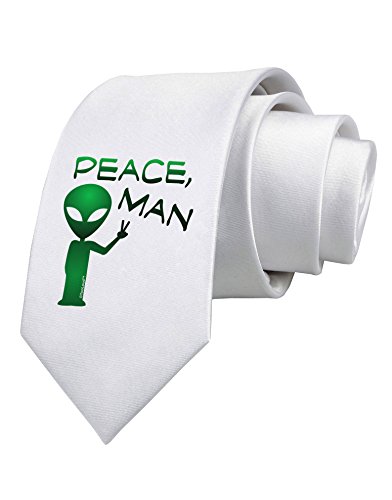 TooLoud Peace Man Alien Printed White Neck Tie