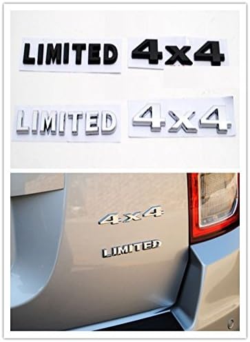 Highitem 4x4 +LIMITED 2PCS off road Badge Decal Emblem Stickers Decoration 3D ABS For Jeep Wrangler Grand Cherokee Compass Patriot Cherokee (Chrome Silver)