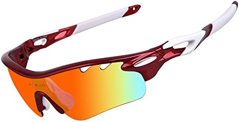 Road Mountain Cycling Glasses Goggles Eyewear Polarized Cycling Bicycle Sunglasses Oculos Gafas Ciclismo 5 Lens (65red)