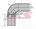 HPS HTSEC90-100-BLK Silicone High Temperature 4-ply Reinforced 90 degree Elbow Coupler Hose, 100 PSI Maximum Pressure, 4