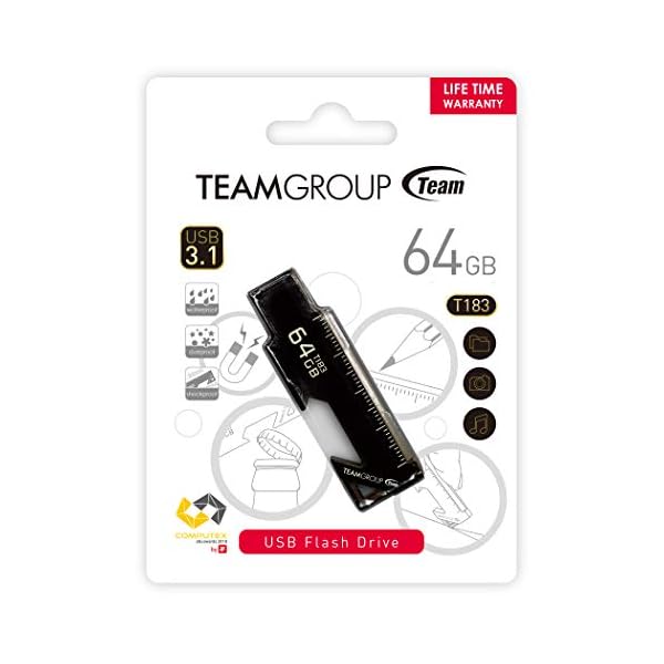 TeamGroup T183 64 GB USB 3.1 Magnetischer Multifunktionaler USB-Stick, Externer Speicherstick TT183364GF01, Schwarz – Bild 4