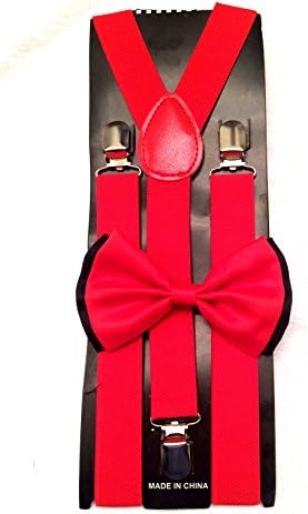 RED SUSPENDER And BOW TIE Matching Set Tuxedo Classic Fashion Set
