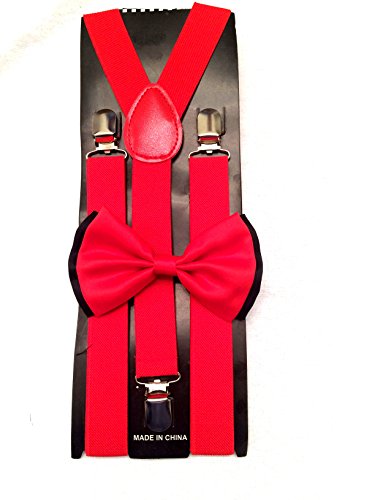 RED SUSPENDER And BOW TIE Matching Set Tuxedo Classic Fashion Set