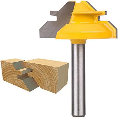 Liecho 1/4-Inch Shank 45-Degree Small Lock Miter Router Bit | 1-3/8 Inch Diameter | 1/2-Inch Stock