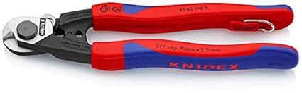 KNIPEX 95 62 190 T Drahtseilschere mit Befestigungsöse mit Befestigungsöse mit Mehrkomponenten-Hüllen, mit integrierter Befes
