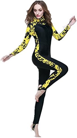 VOYAGEA Wetsuit Companion Long-sleeved clothing jellyfish sunscreen piece swimsuit (yellow, XXL)