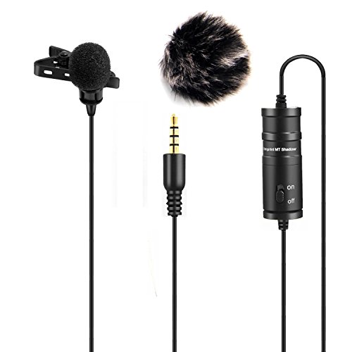 Nicama LVM1 Lavalier Microphone, Hands Free Clip-on Lapel Omnidirectional Condenser Mic with Windscreen Muff for Mirrorless Camera Sony DSLR iPhone Android Samsung PC Laptop Macbook (236in Cable)