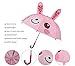 Winthome Kids Umbrella for Girls with 3D Ears & Safety Open and Close (Bunny)
