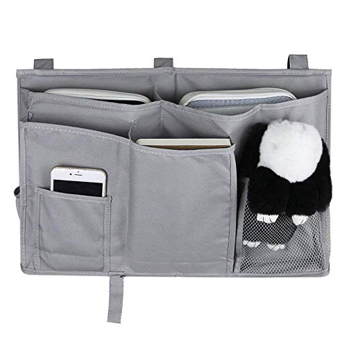 MoYag Bedside Storage Organizer, Bedside Caddy Hanging Storage Bag for Bunk and Hospital Beds, Dorm Rooms Bed Rails,Baby Bed,Baby Cart,Car Backrest with 8 Pockets(Grey)