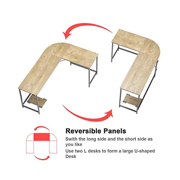 Weehom Reversible L Shaped Desk Corner Computer Desks for Home Office 66 Inch Large PC Laptop