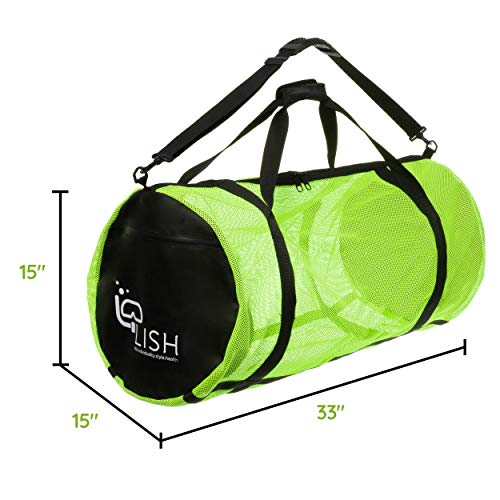 LISH Mesh Dive Bag - XL Multi-Purpose Equipment Diving Duffle Gear Tote, Ideal for Scuba, Snorkeling, Surfing and More (Yellow)