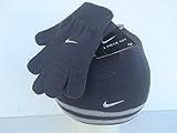 Nike Boys Reversible Knit Set: Beanie & Gloves, Size 4-7, Dark Grey