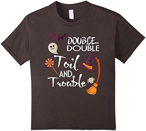 Kids Double Double Toil and Trouble T-shirt Halloween Costume 6 Asphalt