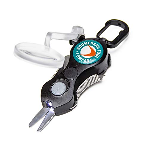 Boomerang Tool Company Cheater SNIP Fishing Line Cutter with U/V LED Light, Magnifying Glass and Stainless Steel Blades That Cut Braid Clean and Smooth Everytime! (Black) - Thumbnail 6