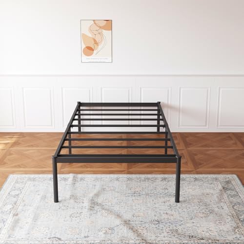 Estrutura De Cama De Metal, Não Precisa de Box Spring,Com Espaço De Armazenamen Cor Preto (TWIN)