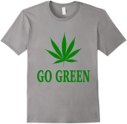 Mens Go Green Weed Pot Leaf T Shirt 2XL Slate