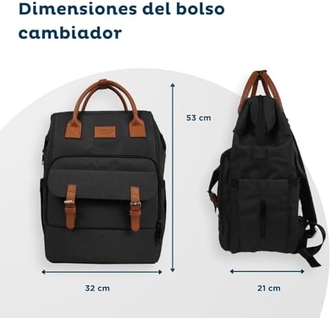 - Saco de mudar ESCAPADE - Saco de mudar de bebé - Saco de mudar de bebé - Saco de mudar de bebé para menino e rapariga - Confortável - Prático para saídas com o bebé - Cinzento escuro
