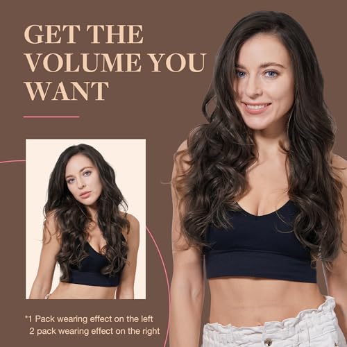 GOO GOO Adhesive Hair Extensions Natural Hair, 40 cm 90 g 7pcs, Real Natural Human Hair Extensions, 2 Dark Brown
