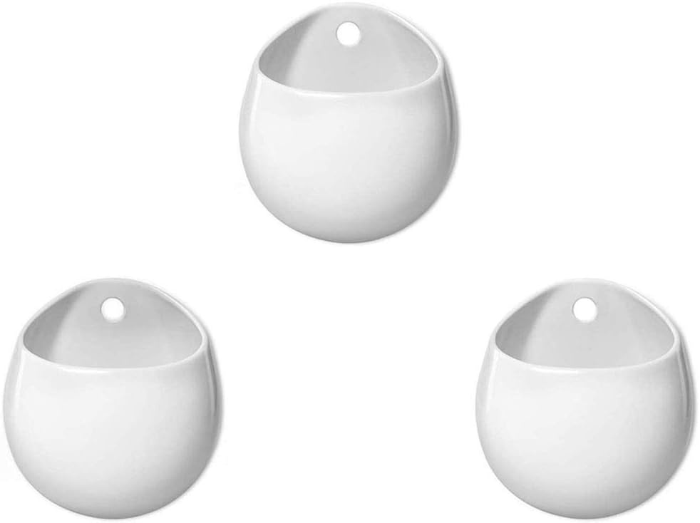 heliltd 3 Pack Wall Mounted Planter Hanging Plant Holder Round Ceramic Flower Display Vase Succulent Pots for Indoor Plants 4 Inch