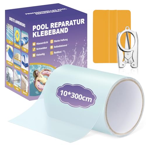 Swimming Pool Repair Kit, 10 cm x 300 cm Underwater Swimming Pool Patch, PVC Waterproof Pool Liner Repair Patch Self Adhesive Tubular Tape for Above Ground Swimming Pool Spa Inflatable Mattress and