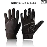 Rebo Wheelchair Disability Mobility Full Finger Gloves Breathable and Non-Slip Material for Good Grip Lightweight Adjustable Strap for Men and Women (Large)