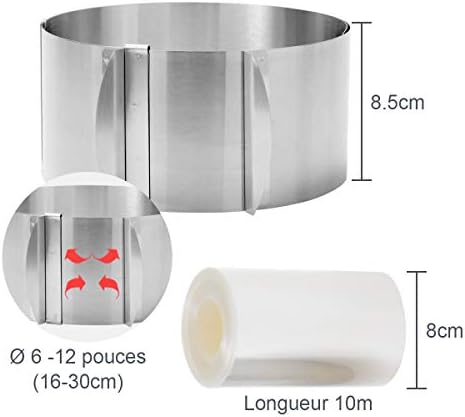 ZITFRI Cercle a Patisserie Reglable Cercle Gateau Extensible Ø 16-30cm Cercle Entremet Rond INOX Moule Fraisier Mousse Dessert avec Collier à Gâteau - Cuisine A Vivre ZITFRI Cercle a Patisserie Reglable Cercle Gateau Extensible Ø 16-30cm Cercle Entremet Rond INOX Moule Fraisier Mousse Dessert avec Collier à Gâteau