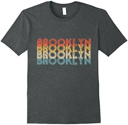 Mens Vintage Retro 70s Brookly NY Souvenir Typographic T-Shirt XL Dark Heather