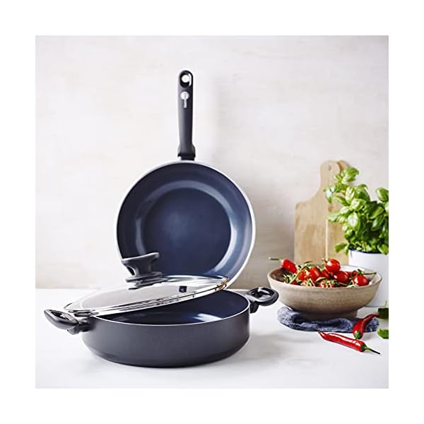 GreenPan-Skillet-Pan-with-Lid-Non-Stick-Toxin-Free-Ceramic-Skillet-Pan-Induction-Oven-Safe-Cookware-28-cm42-Litre-Black GreenPan Torino Healthy Ceramic Non-Stick 28 cm/4.2 Litre Sauté Pan, PFAS Free, Induction, Black