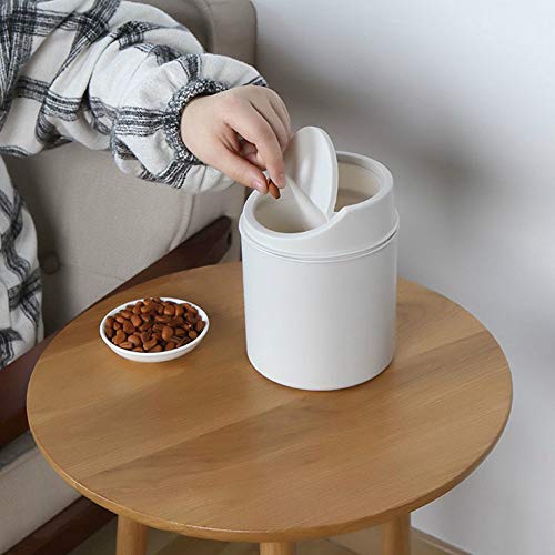 Beautyolove Countertop Swing Top Trash Can, Plastic Wastebasket Trash Bin for Bathroom Kitchen Vanity Countertops/Commercial Slim Trash Can (Gray)