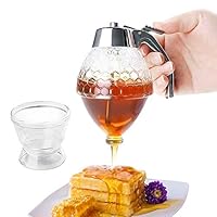 MonLiya Acrylic Honey Dispenser Bee Hive Honey Syrup Dispenser Jar Honey Push Pot Pancake Dispenser Honey Jar Juice Dispensers Juice Syrup Cup Kitchen Gadgets Honeycomb Bottle